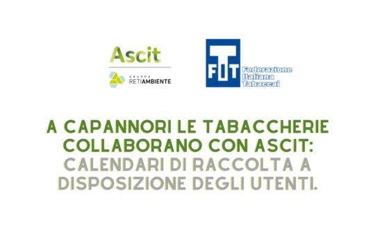 A Capannori le tabaccherie collaborano con ASCIT: calendari di raccolta a disposizione degli utenti.