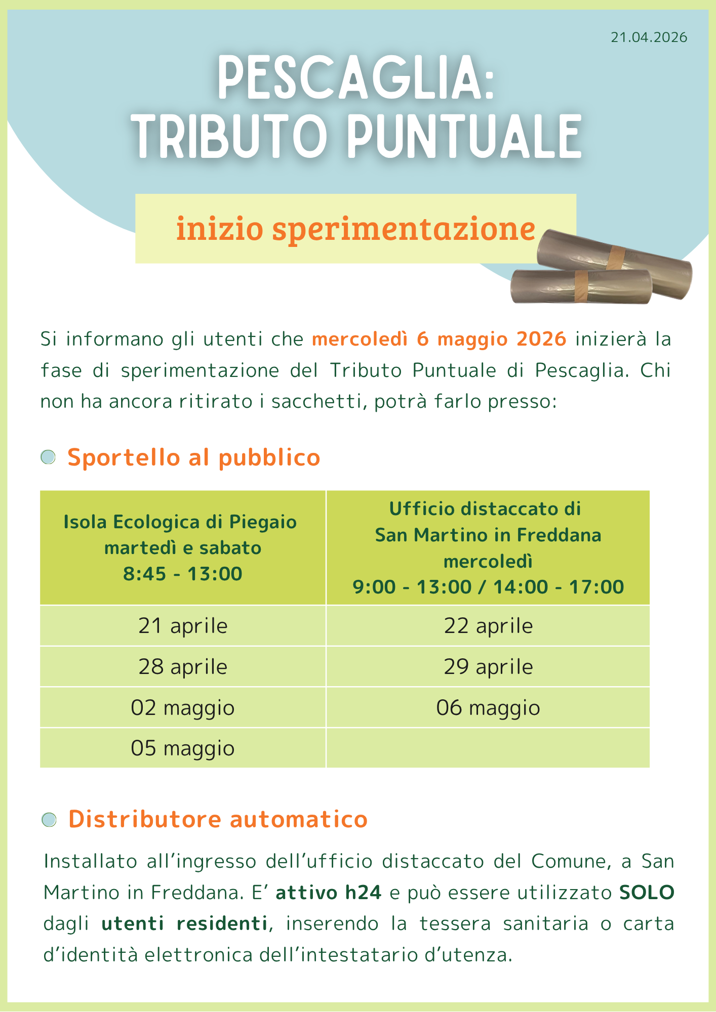 Pop up Tributo Puntuale Pescaglia inizio sperimentazione il 6 maggio 2026
