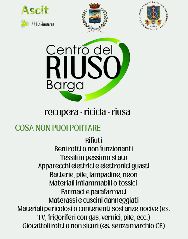 cosa non portare al Centro del Riuso di Barga