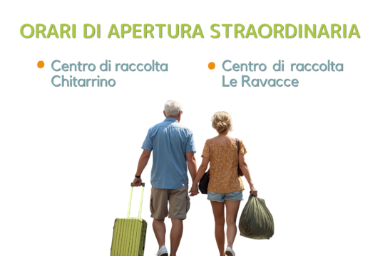 Ascit e Gea annunciano ulteriori date di apertura straordinaria dei Centri di raccolta di Chitarrino e de Le Ravacce per agevolare seconde case e strutture ricettive