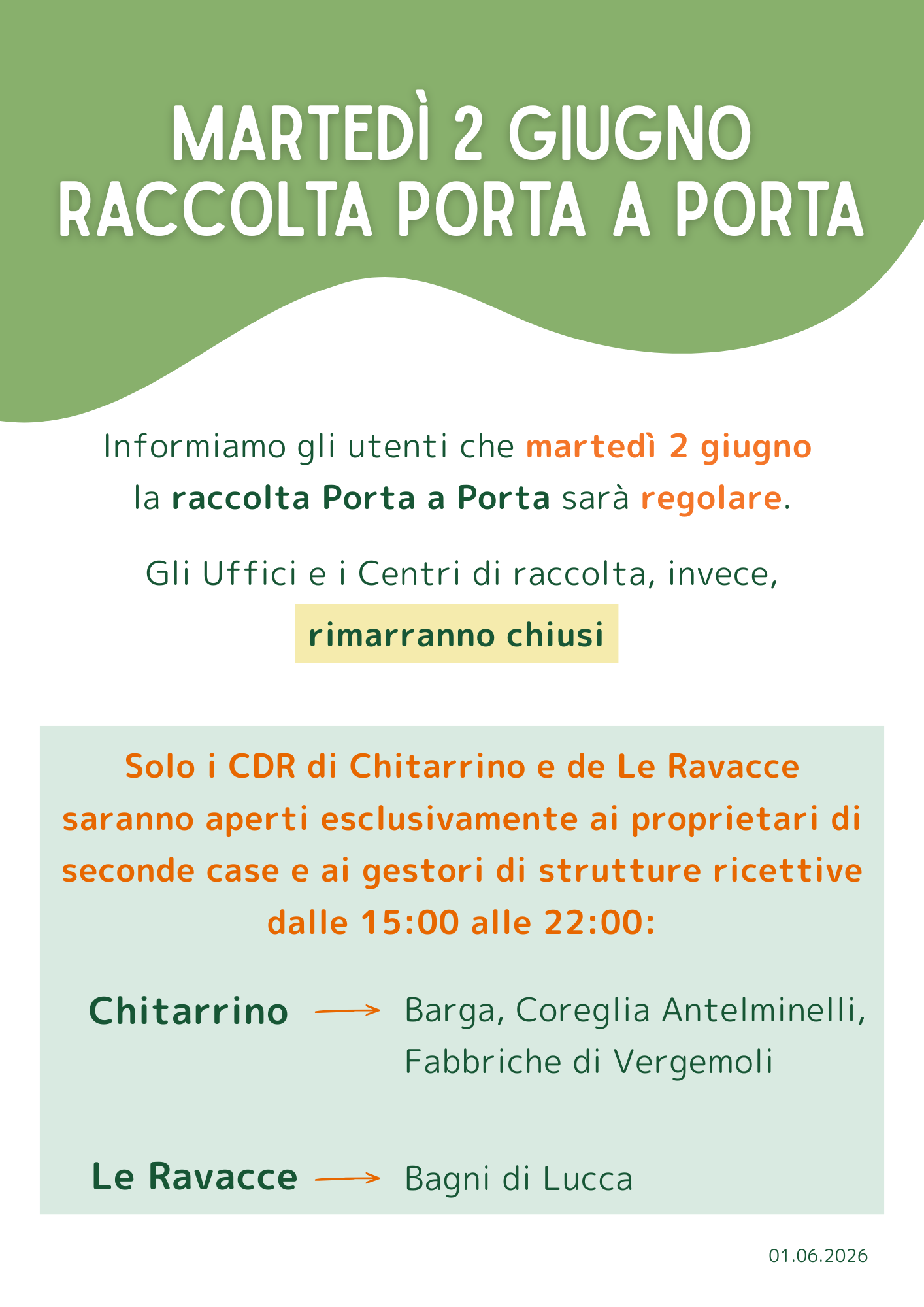 2 giugno raccolta regolare