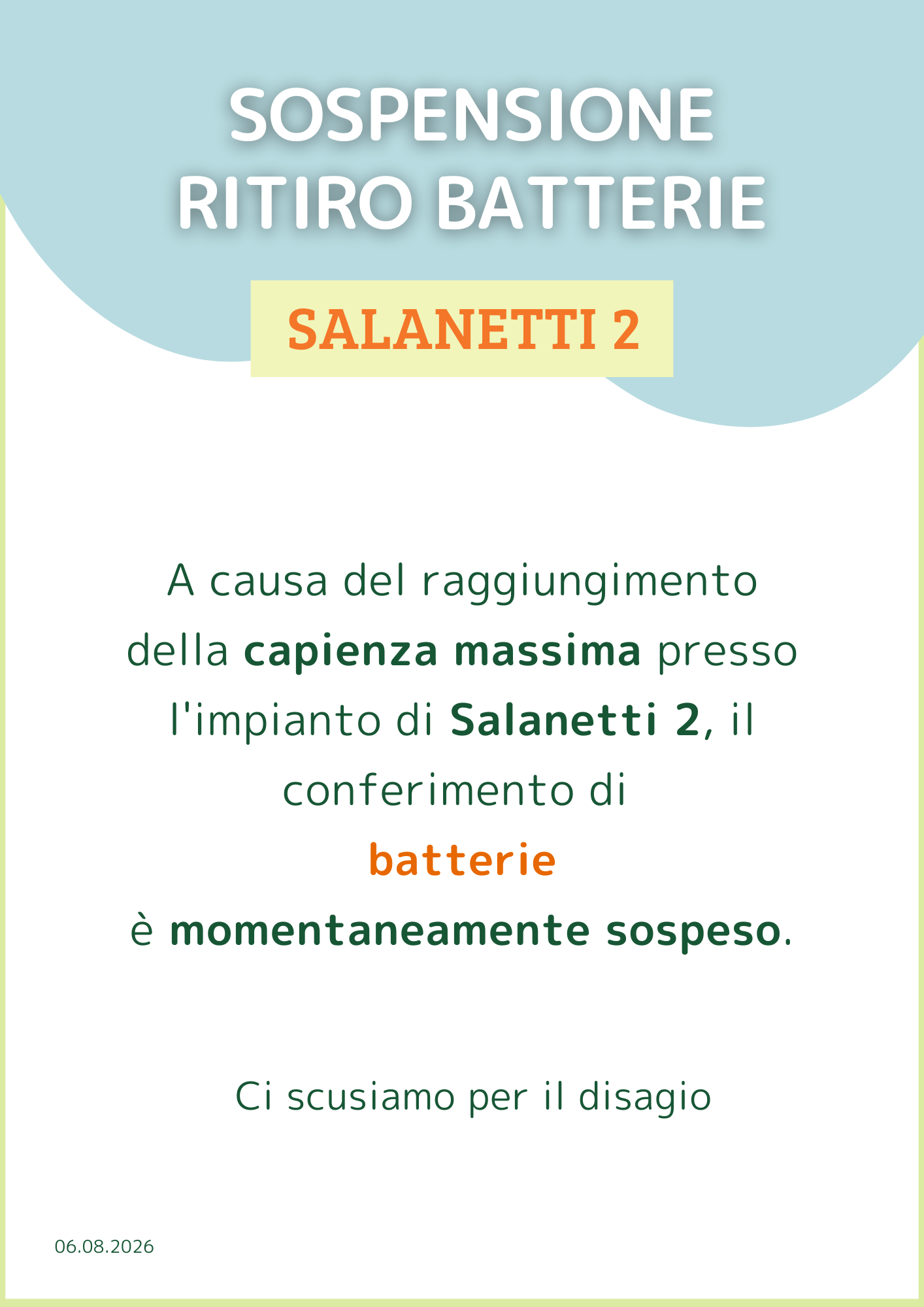 Pop up sospensione ritiro batterie Salanetti 2
