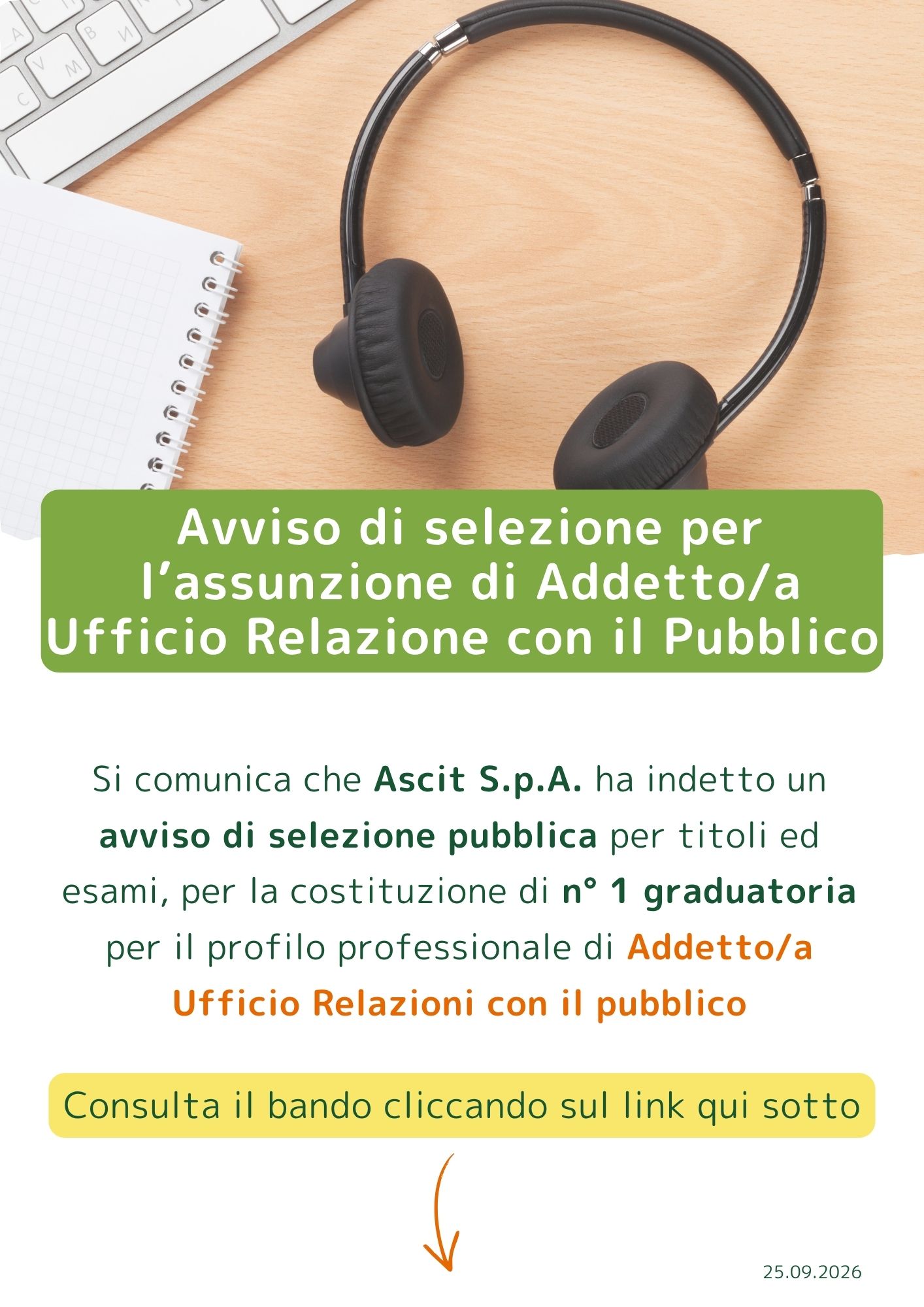 Bando di selezione Addetto/a URP