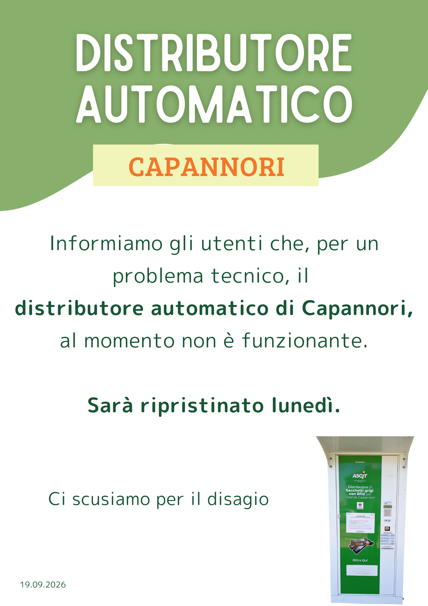 Problema tecnico distributore Capannori