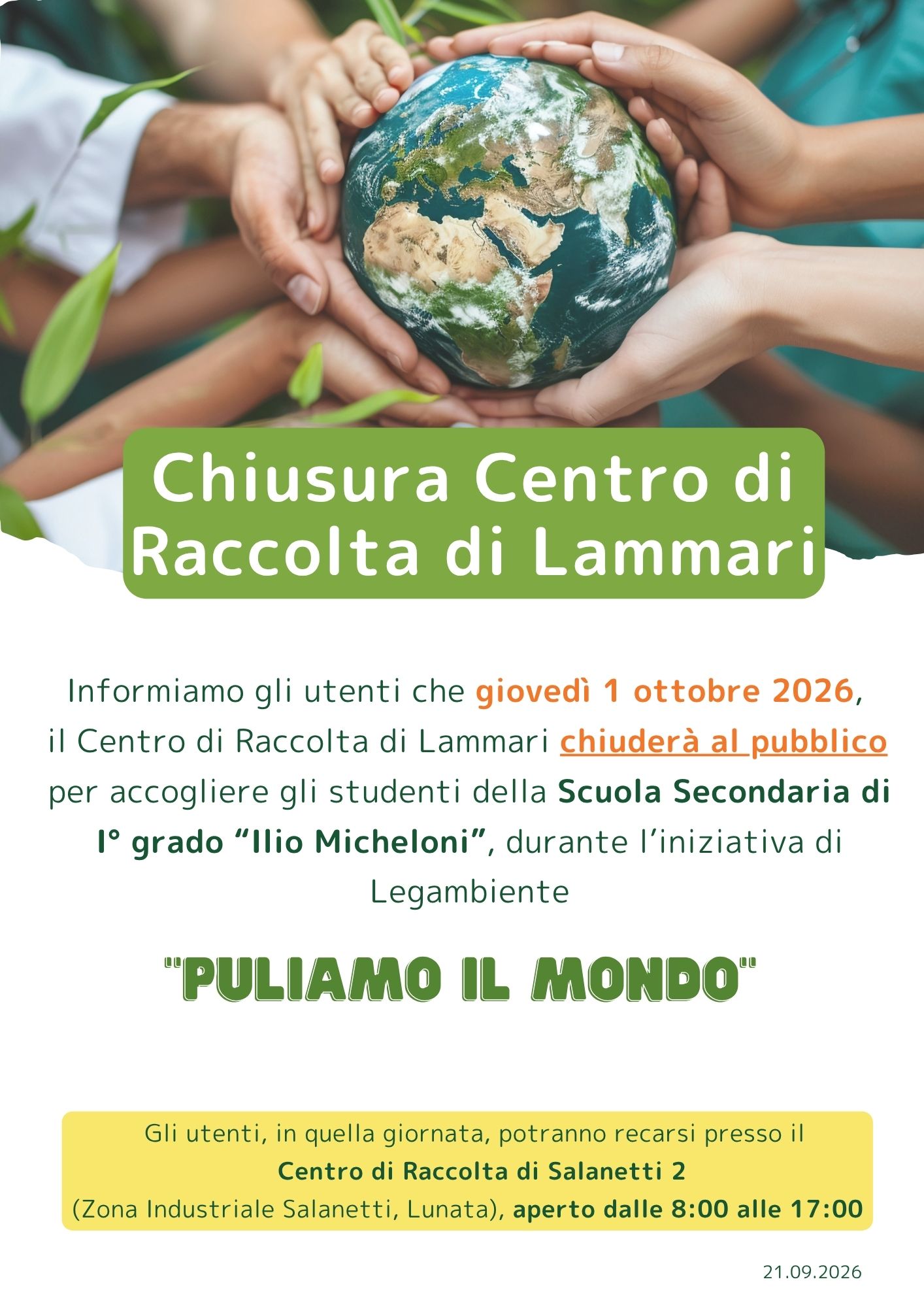 POP UP Puliamo il Mondo 2026