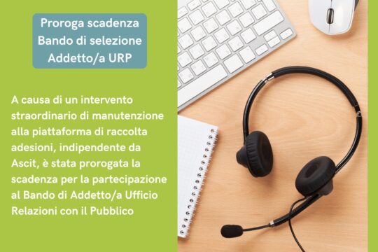 Bando Addetto/a URP: prorogata la scadenza al 30/10/2026 per invio candidature