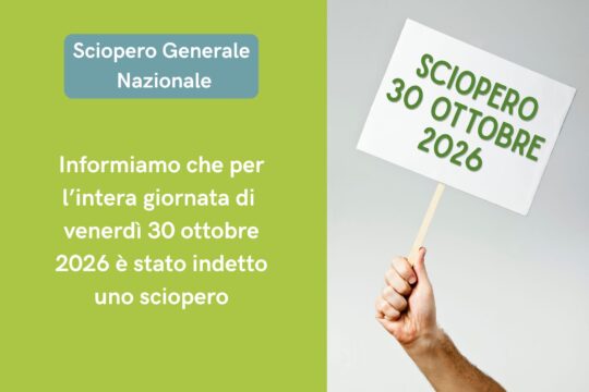 Sciopero Generale Nazionale venerdì 30 ottobre 2026