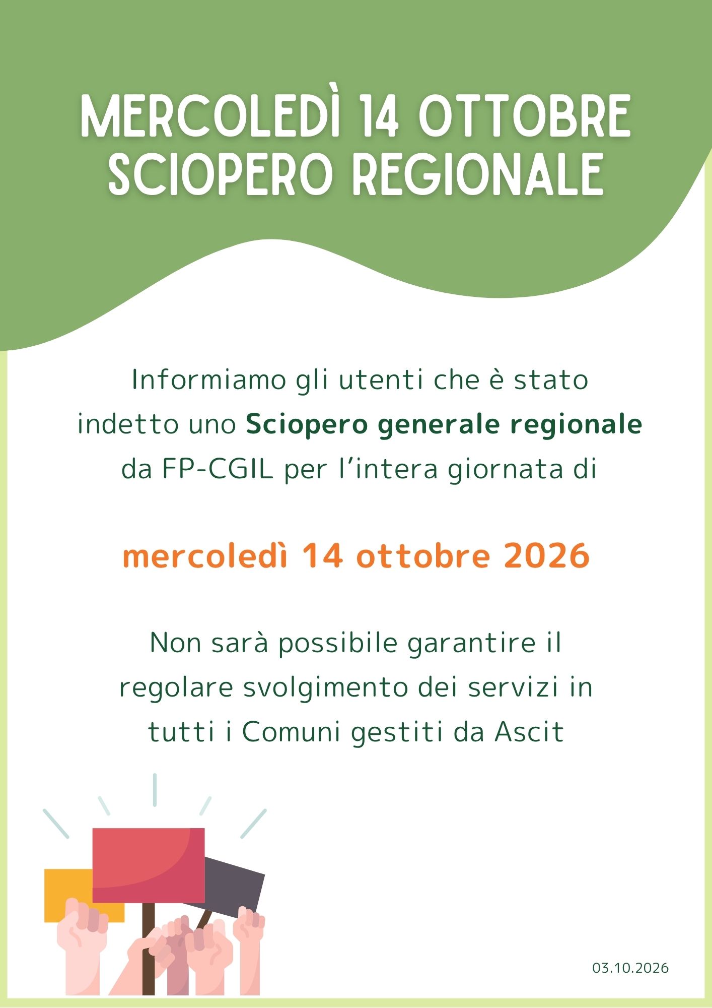 Sciopero regionale 14 ottobre 